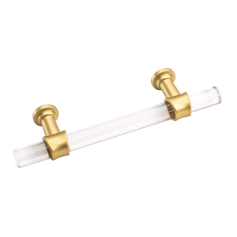 Peaha 10 Pack 3 Inch Acrylic Cabinet Pulls Gold Drawer Handles Brushed Brass Hardware Zinc Alloy for Dresser Cupboard Kitchen - Image 3